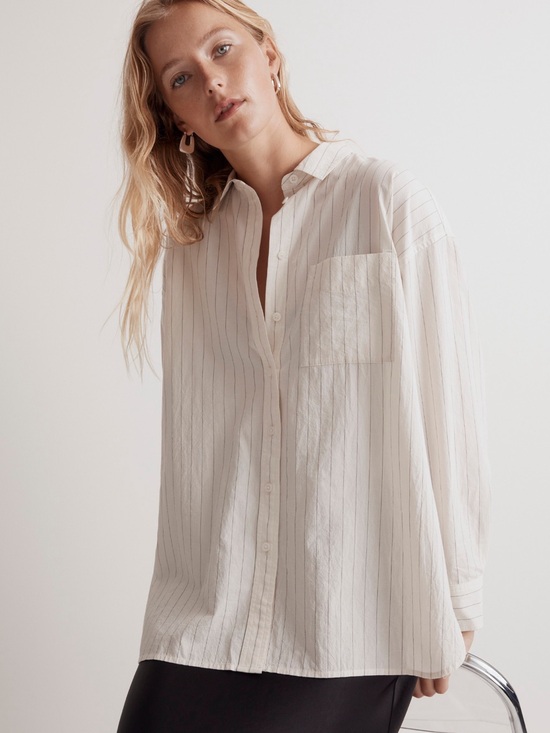 Madewell Tops - Madewell The Signature Poplin Oversized Shirt in Stripe size medium